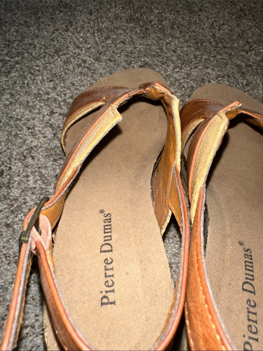 Pierre Dumas Two-Tone Tan and Brown Wedge Sandals